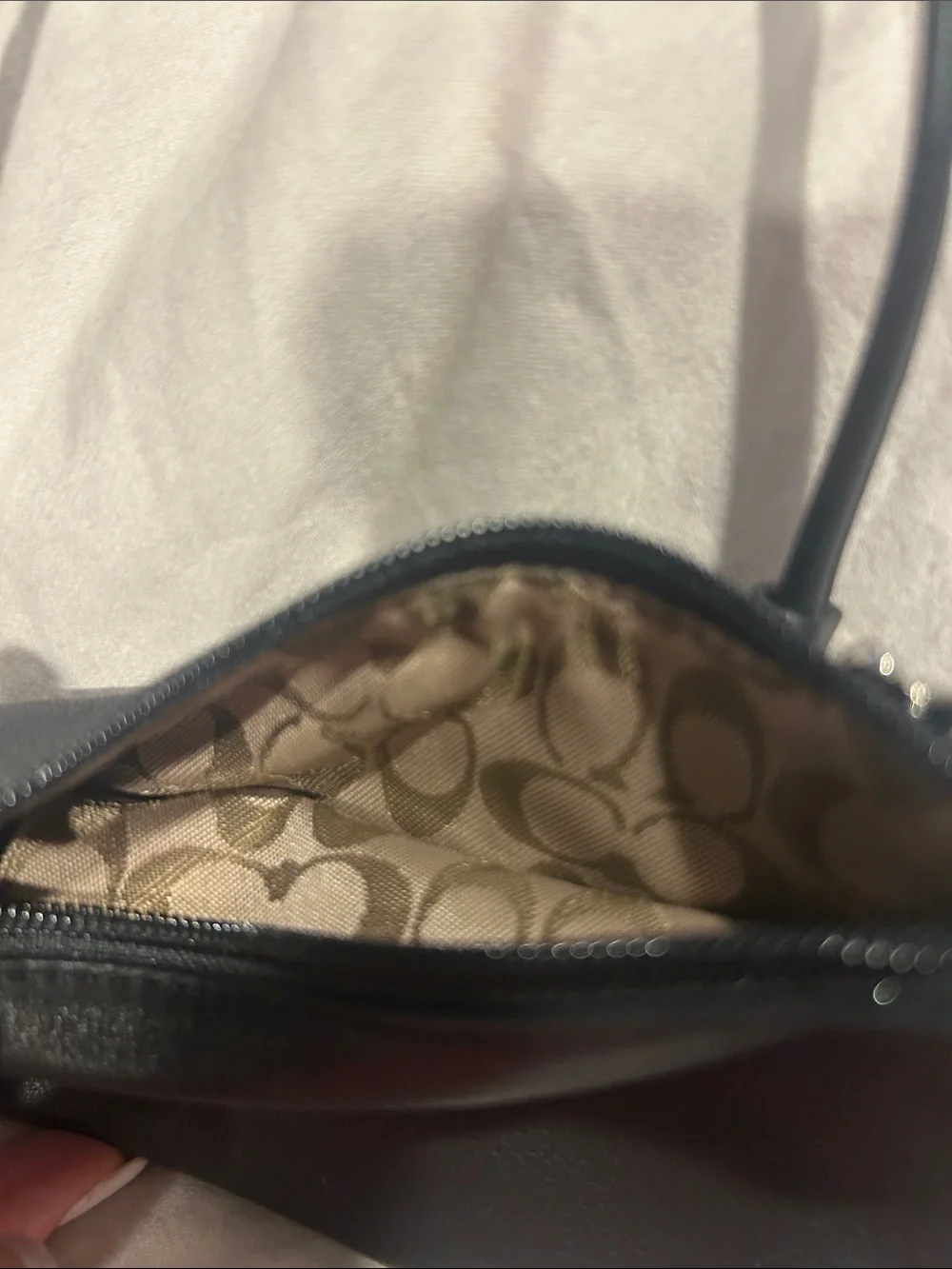 Coach Black Leather Wristlet Clutch with Silver Hardware